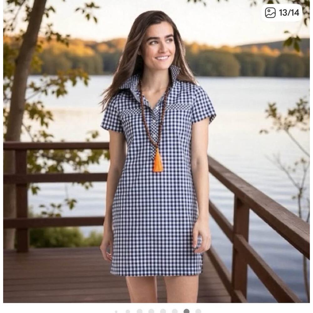 Sz 12 - Vineyard Vines Gingham Shirt Dress - Picture 5 of 9